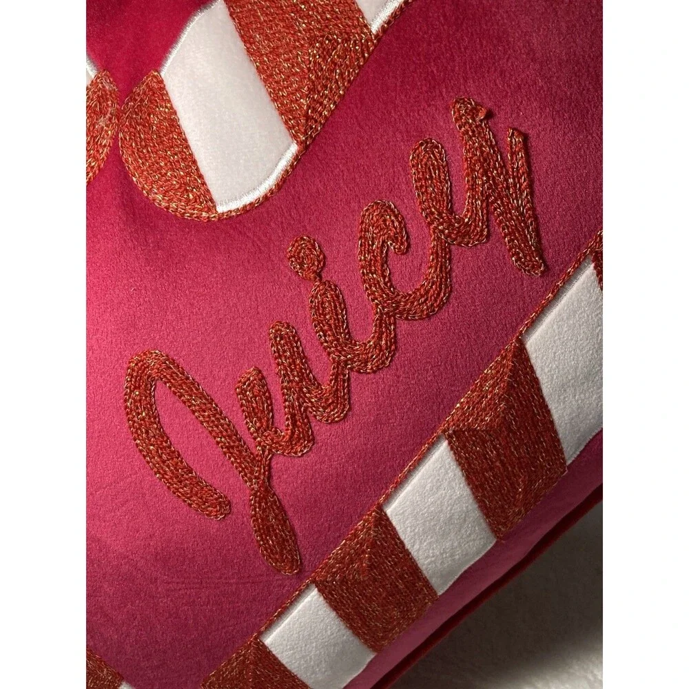 Juicy Couture Decorative Pillow Pink Heart 20” X 18” Candy Cane Valentines Xmas